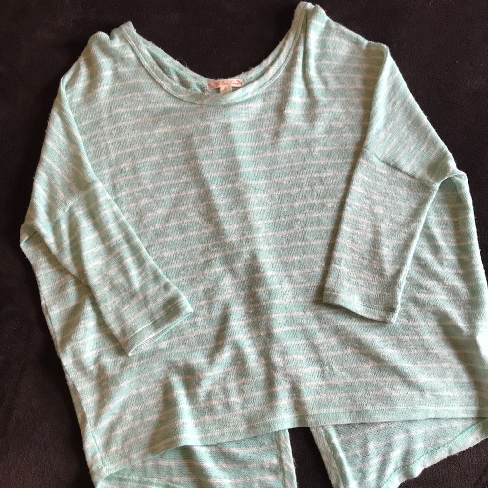 Green and white striped sweater